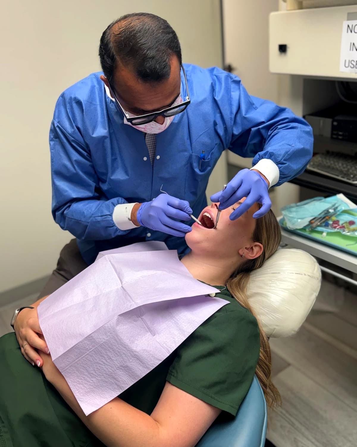 Routine dental cleaning and examination
